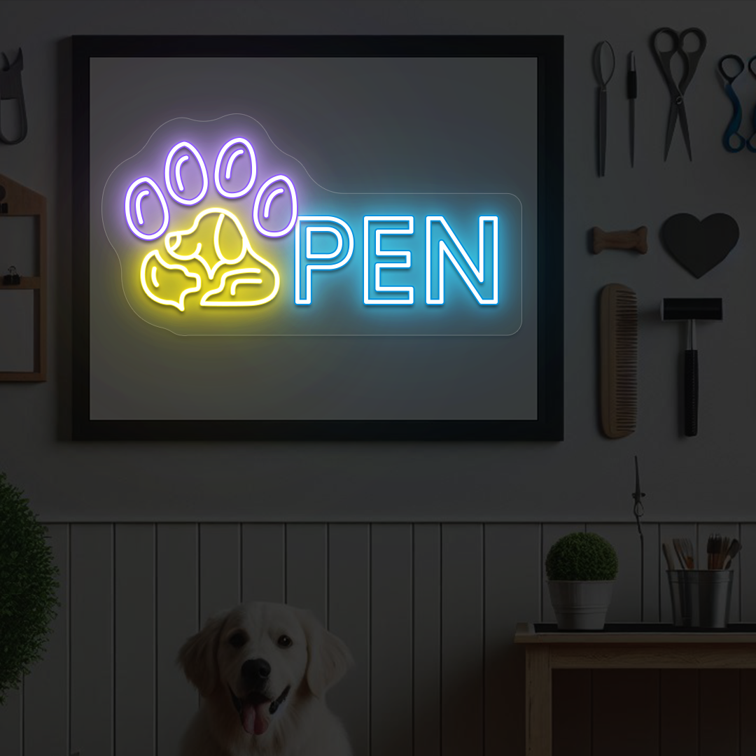 Pawfect Open Neon Sign
