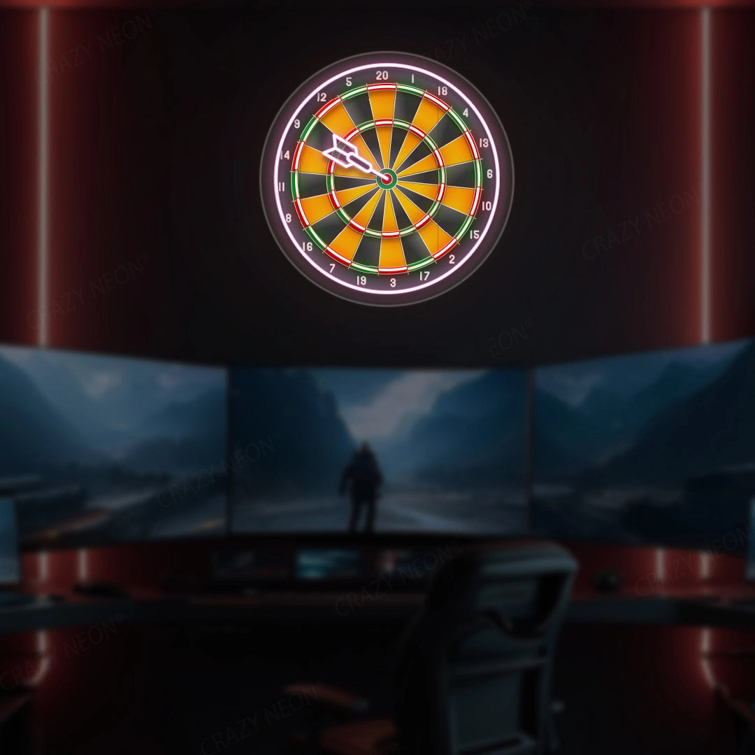Green n Red Dart Board Neon Sign