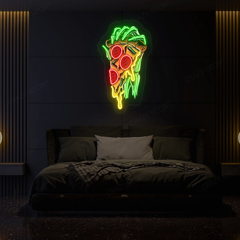 Hand Holding A Pizza Neon Artwork Sign