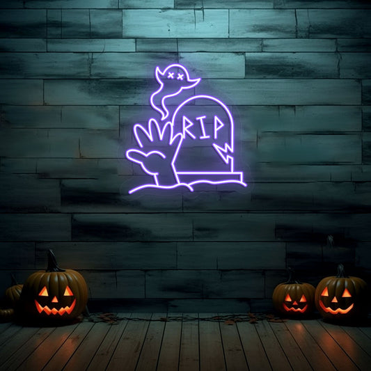 Graveyard RIP Tombstone Neon Sign