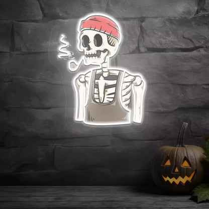 Pipe Smoker Skeleton Neon Artwork