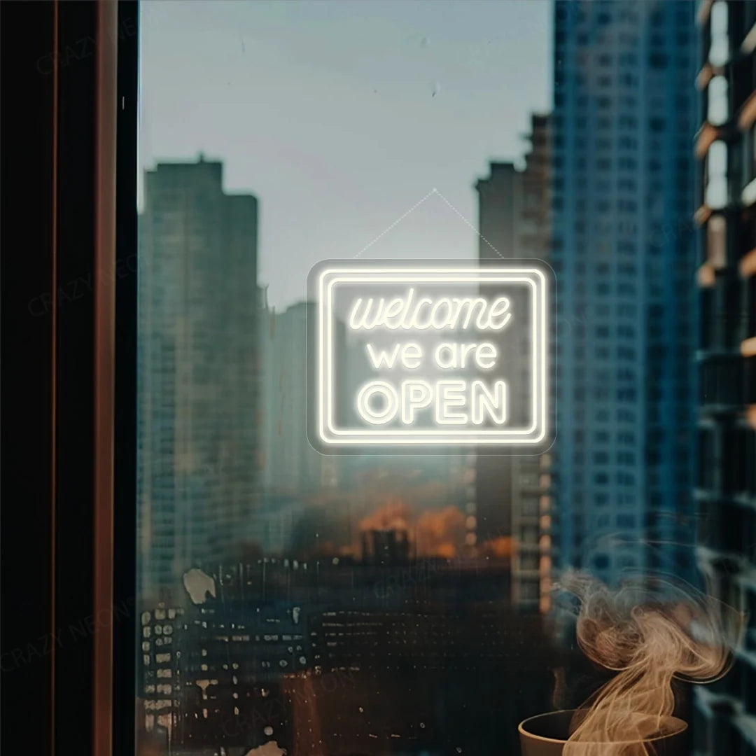 Welcome LED neon sign, bright "Open" light display for business, indoor/outdoor, product 9 of 16.