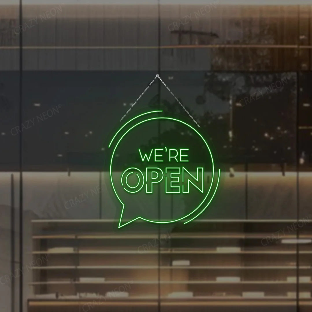Open Message Icon LED Neon Sign, glowing speech bubble light, unique wall decor, image 15 of 16.