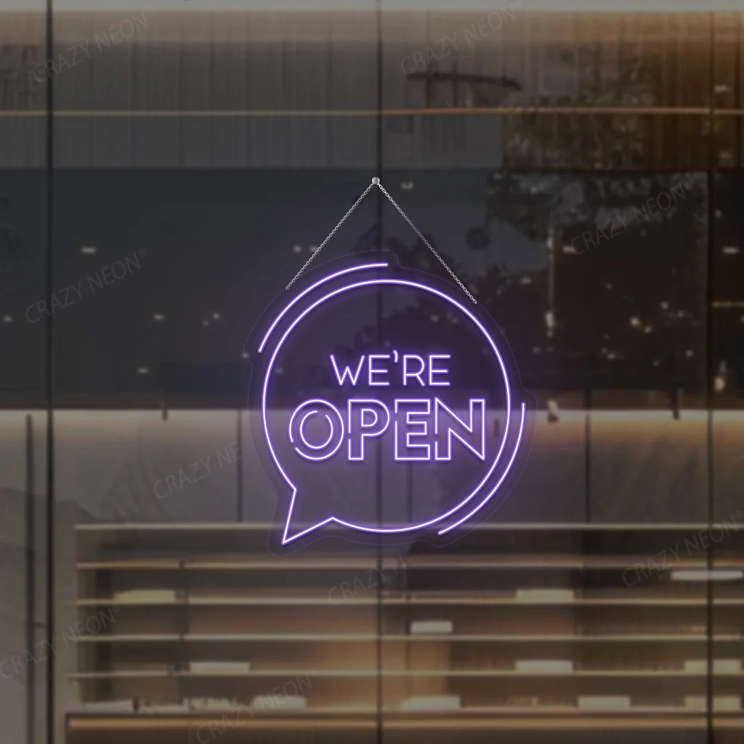 Open Message Icon LED Neon Sign, bright pink, for business or home decor.