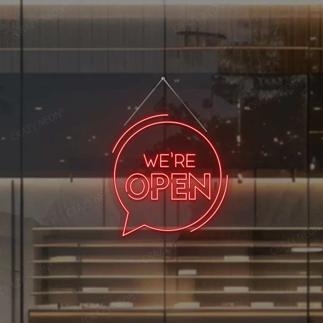 Open message icon LED neon sign, glowing blue. Ideal for businesses. Image 10 of 16.