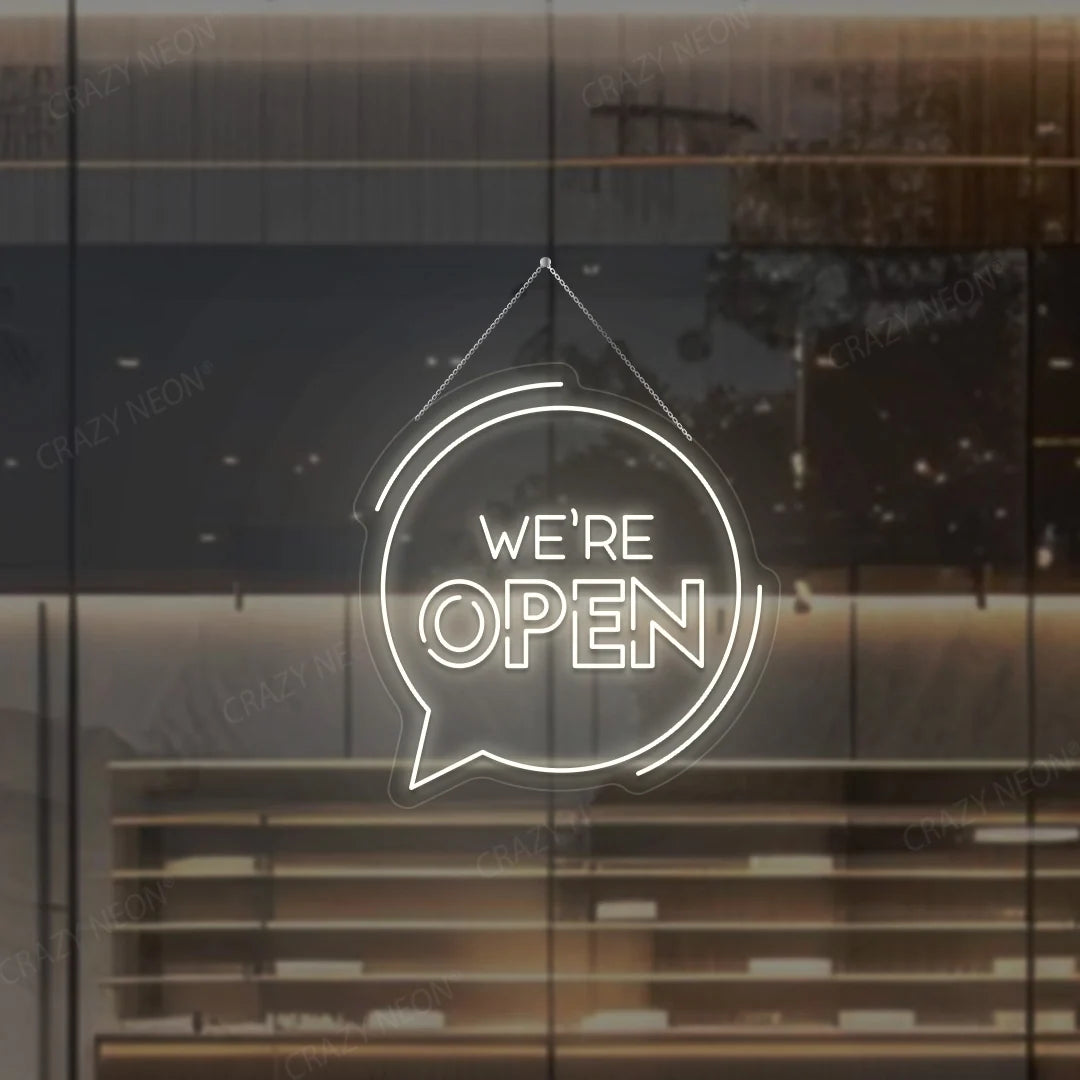 Open Message Icon LED Neon Sign, bright pink, for business or home decor. (9/16)
