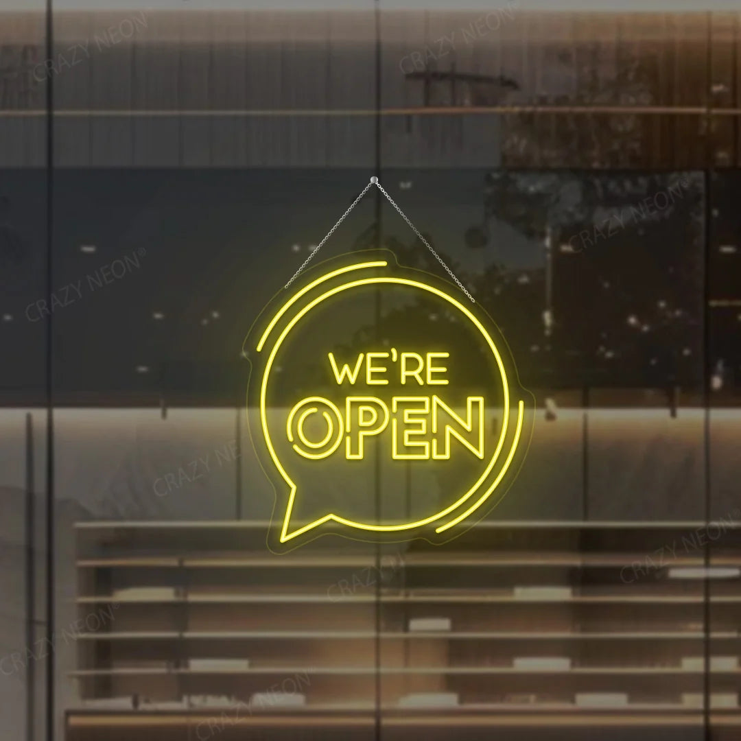 Open Message Icon LED Neon Sign, bright pink/blue light, ideal for home decor or business.