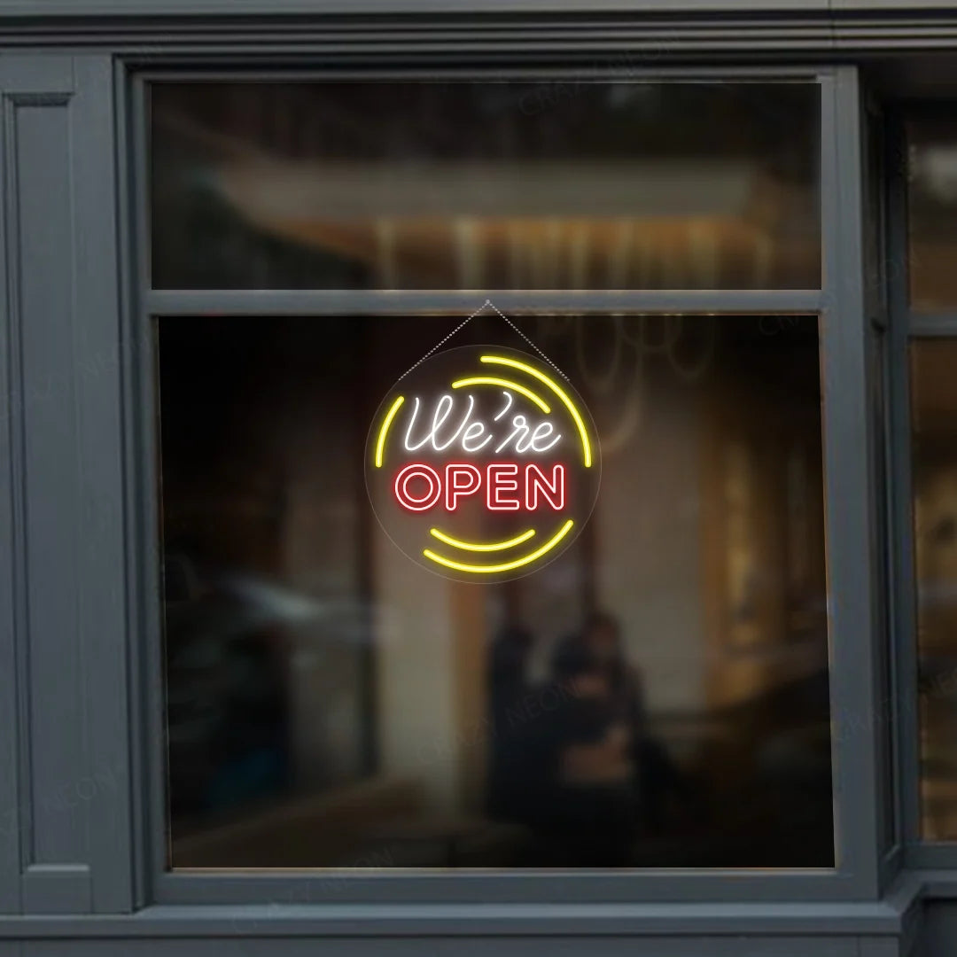 Open LED neon sign for business, shop, or bar decor. Bright light, energy-efficient.