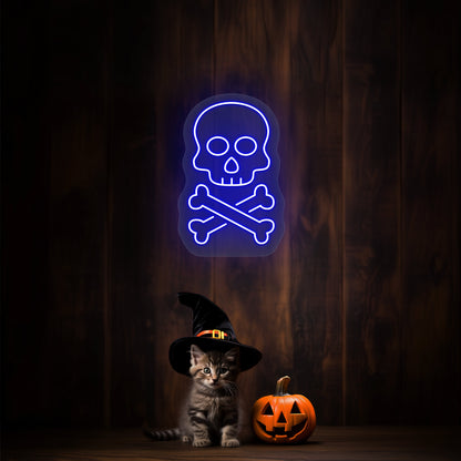 Skull With Bones Neon Sign