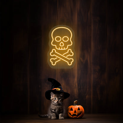 Skull With Bones Neon Sign