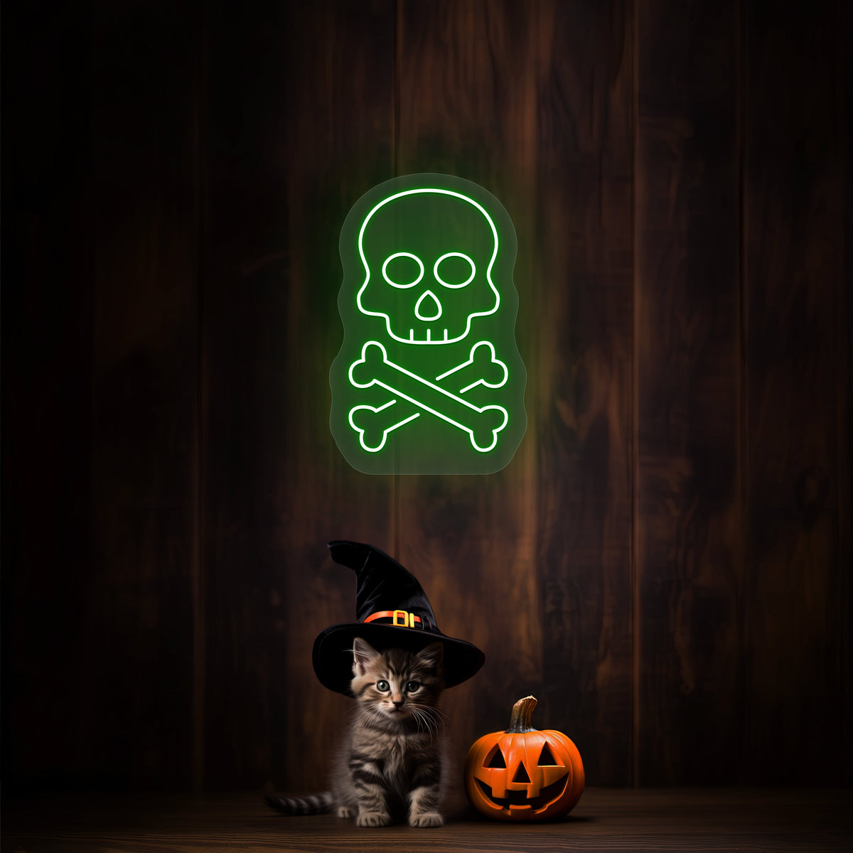 Skull With Bones Neon Sign