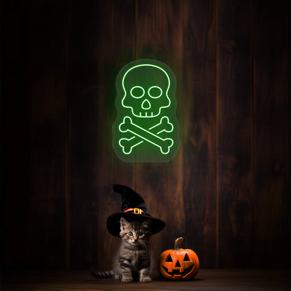 Skull With Bones Neon Sign