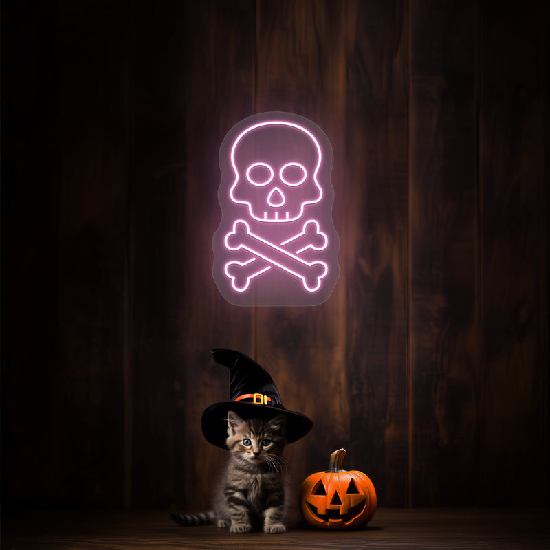 Skull With Bones Neon Sign