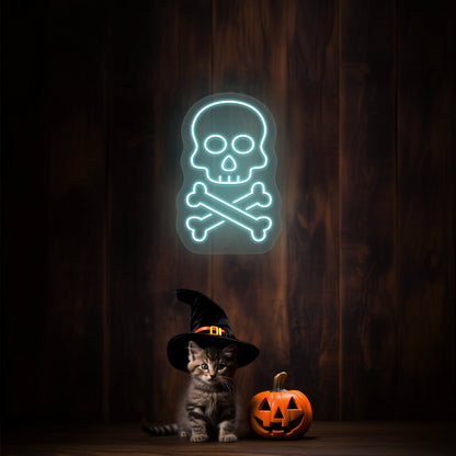 Skull With Bones Neon Sign