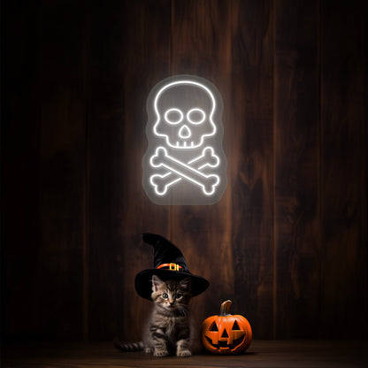 Skull With Bones Neon Sign