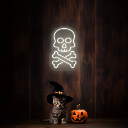 Skull With Bones Neon Sign