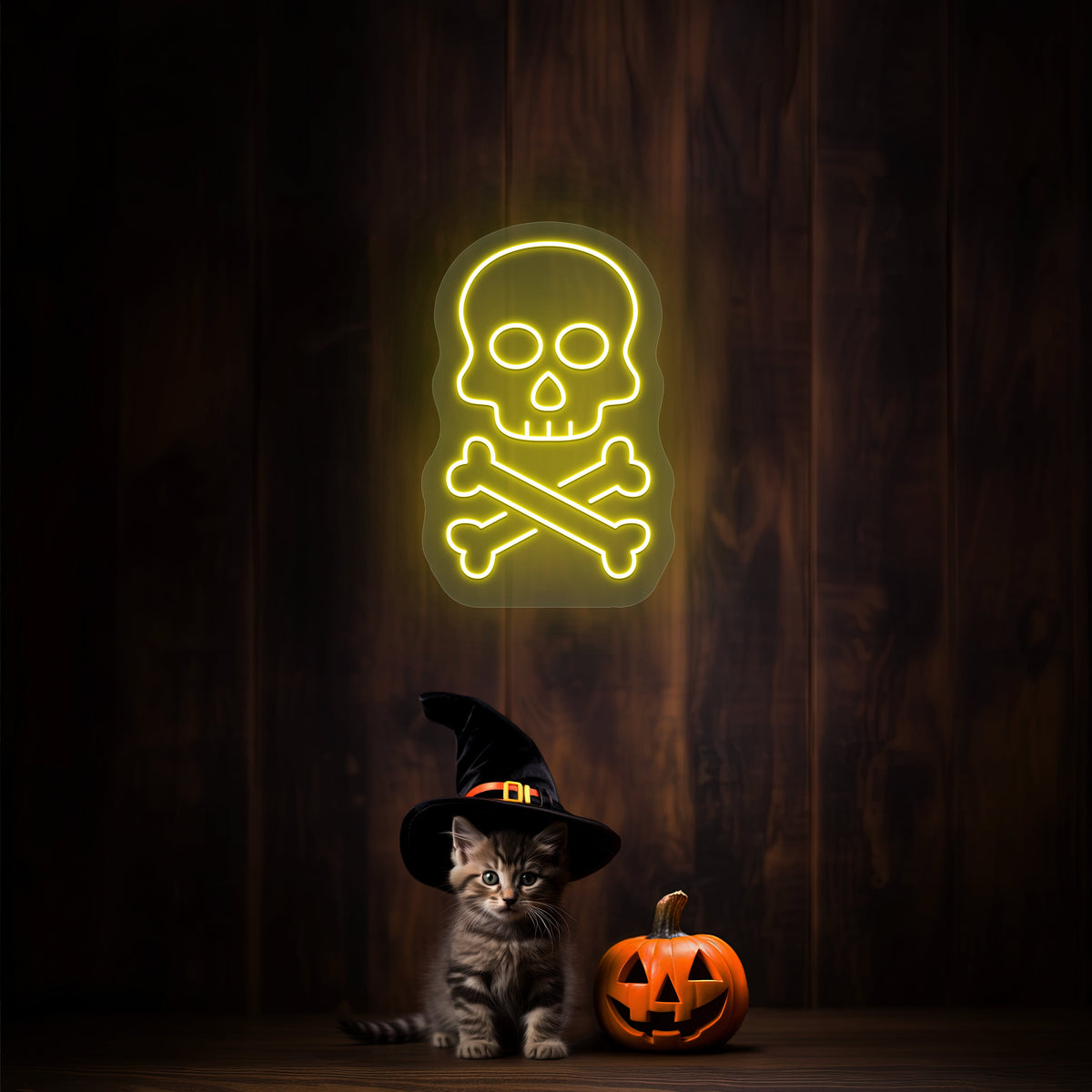 Skull With Bones Neon Sign