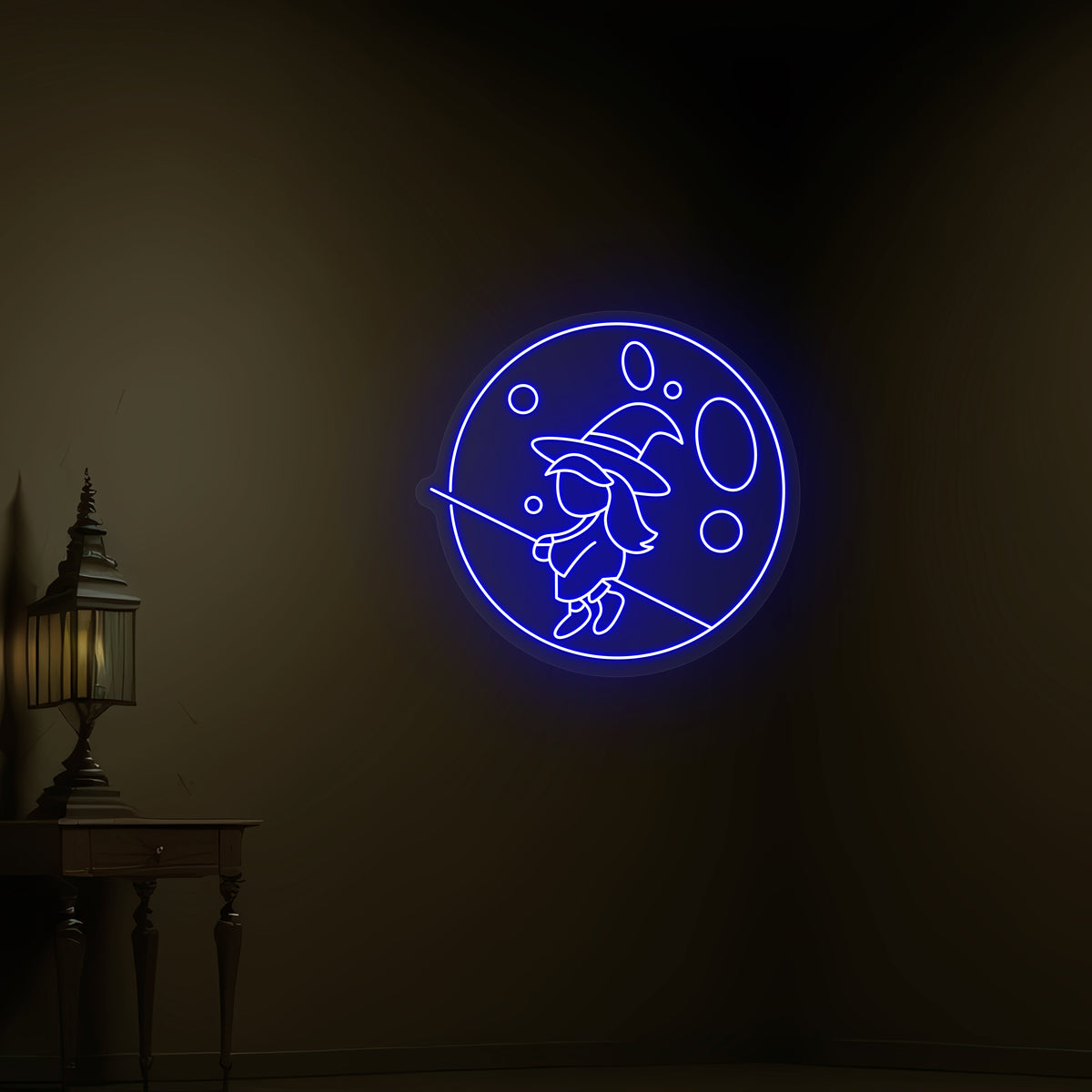 Baby Witch Flying Neon Sign