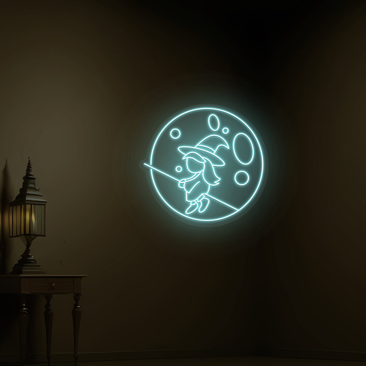 Baby Witch Flying Neon Sign