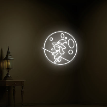 Baby Witch Flying Neon Sign