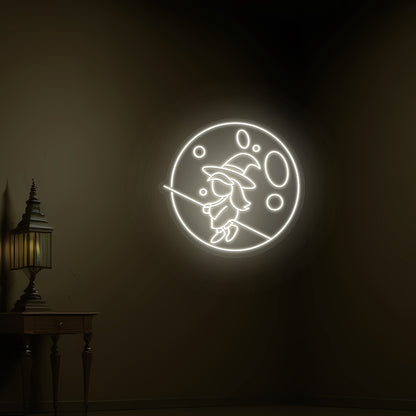 Baby Witch Flying Neon Sign