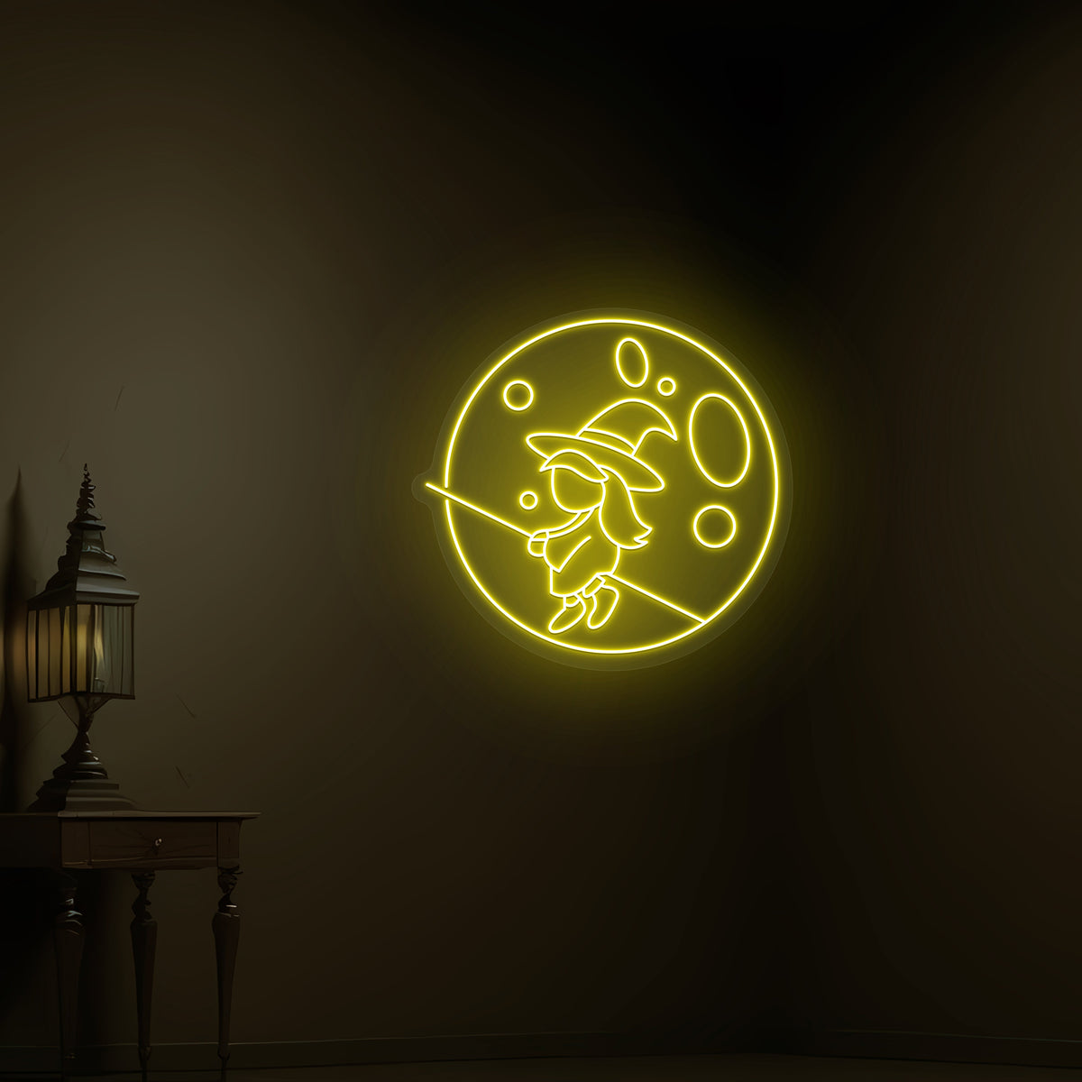Baby Witch Flying Neon Sign