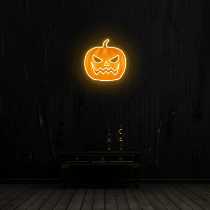 Angry Pumpkin Neon Artwork