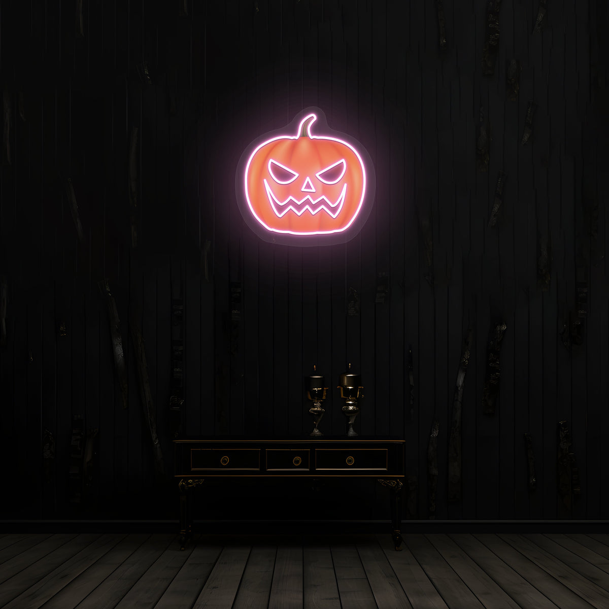 Angry Pumpkin Neon Artwork