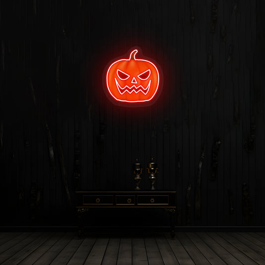 Angry Pumpkin Neon Artwork