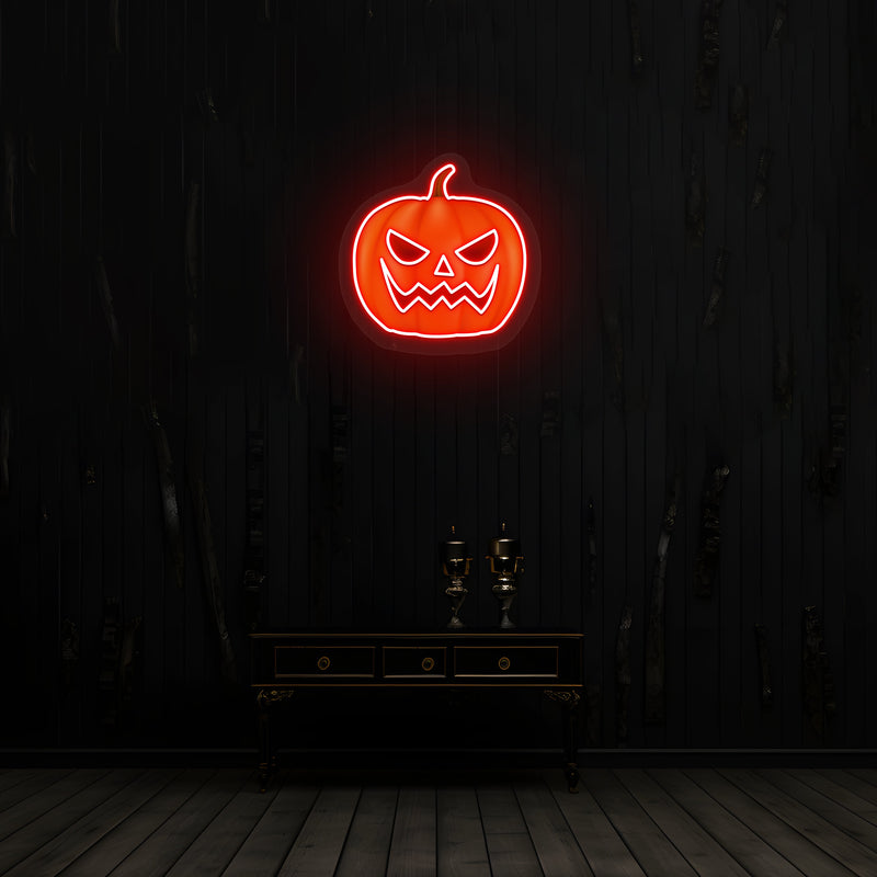 Angry Pumpkin Neon Artwork