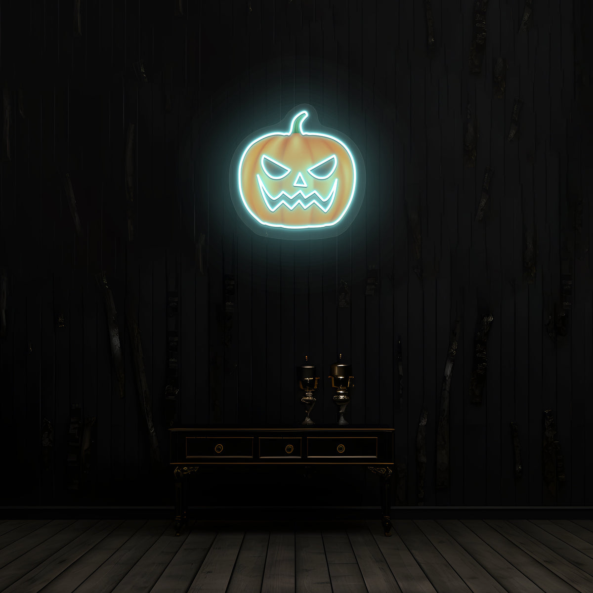 Angry Pumpkin Neon Artwork