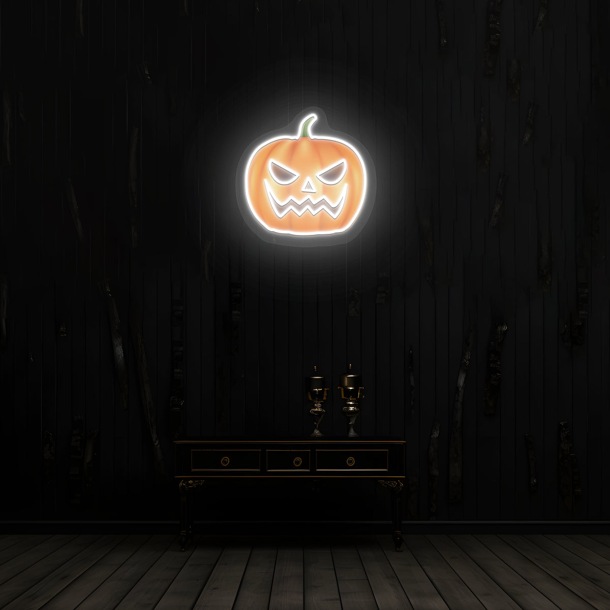 Angry Pumpkin Neon Artwork