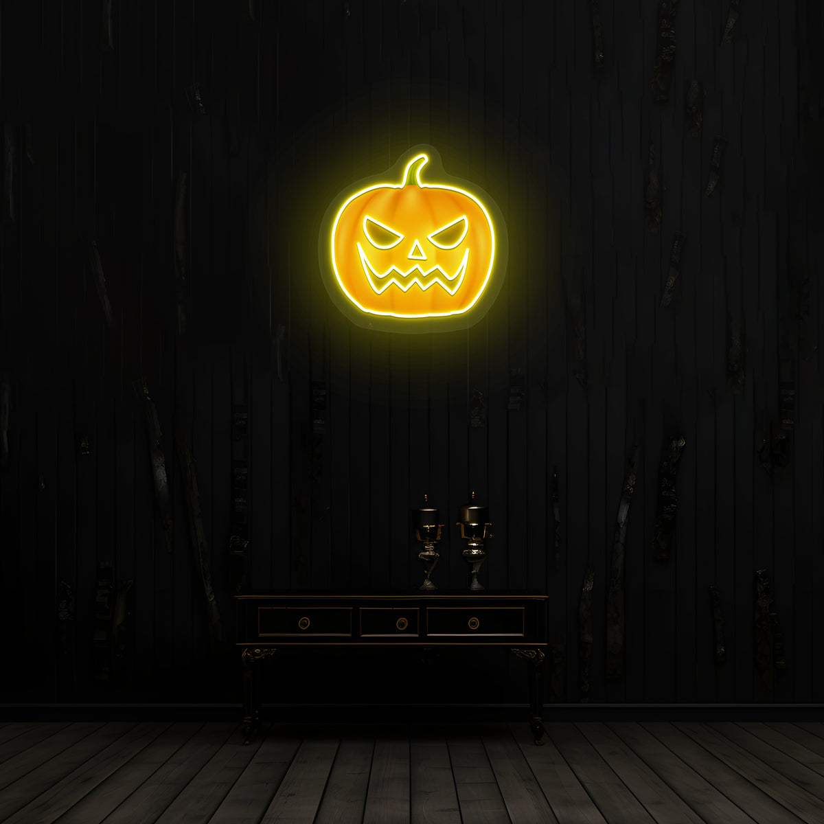 Angry Pumpkin Neon Artwork