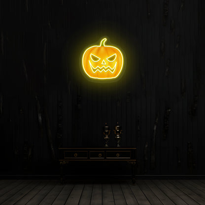 Angry Pumpkin Neon Artwork