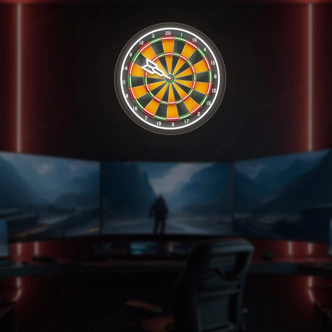 Green n Red Dart Board Neon Sign
