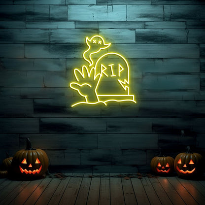 Graveyard RIP Tombstone Neon Sign