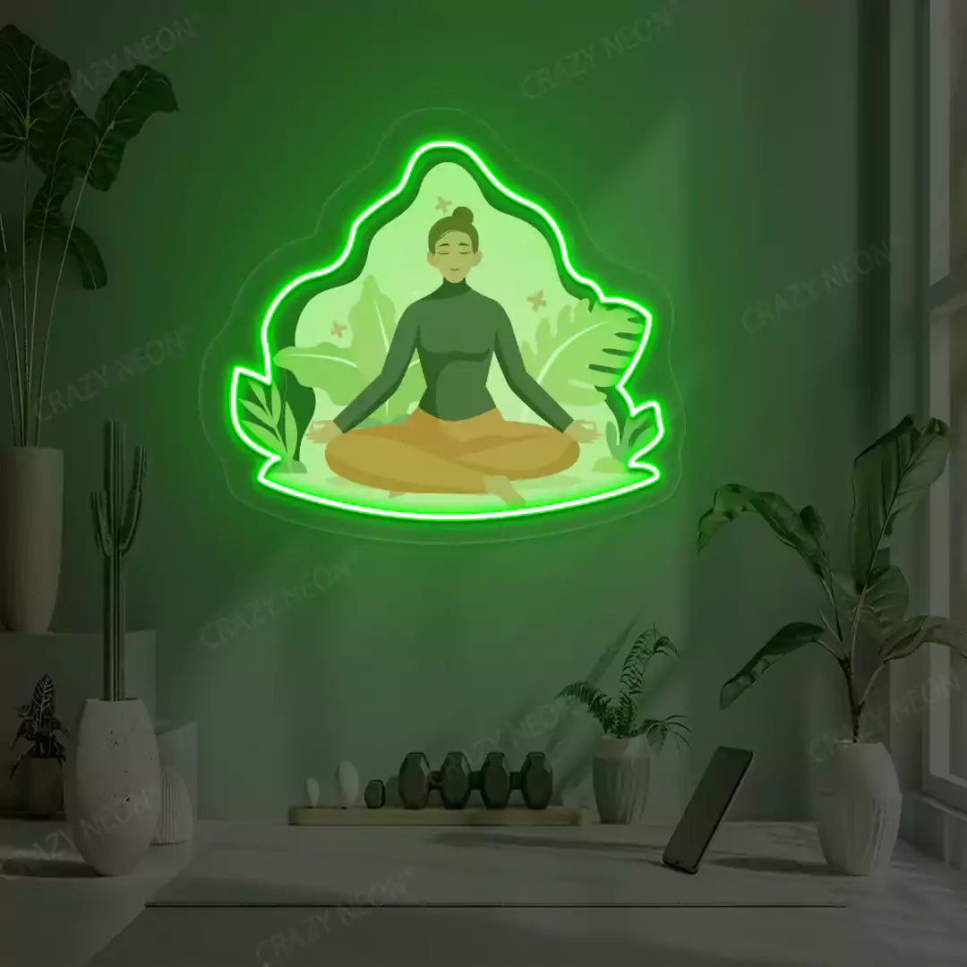 Sukhasana Leaf Yoga Neon Artwork Sign