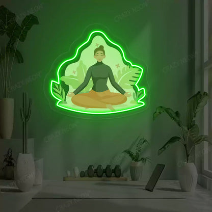 Sukhasana Leaf Yoga Neon Artwork Sign
