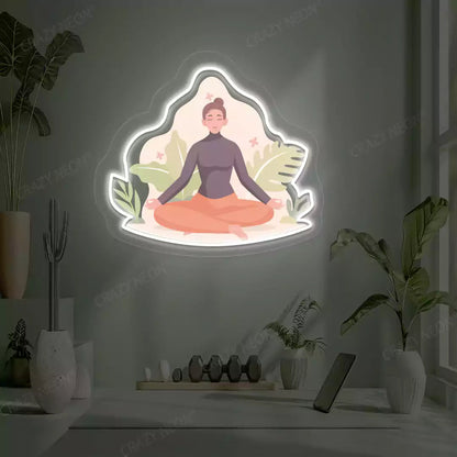 Sukhasana Leaf Yoga Neon Artwork Sign
