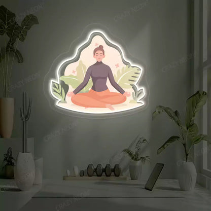 Sukhasana Leaf Yoga Neon Artwork Sign