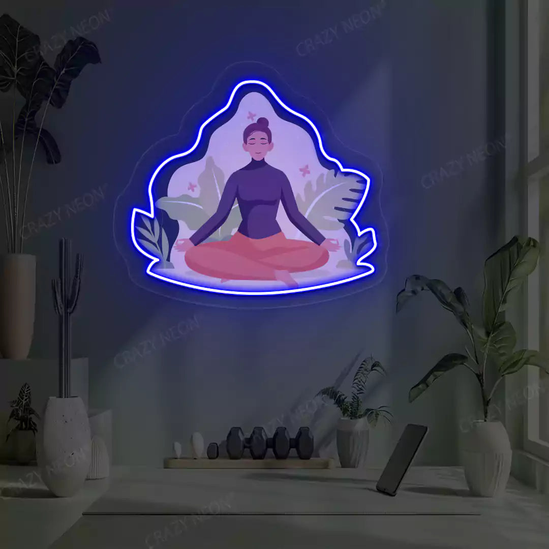 Sukhasana Leaf Yoga Neon Artwork Sign