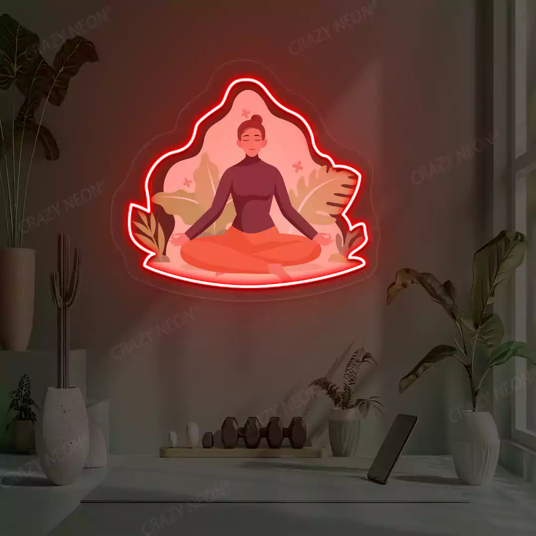 Sukhasana Leaf Yoga Neon Artwork Sign