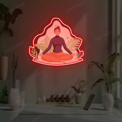 Sukhasana Leaf Yoga Neon Artwork Sign