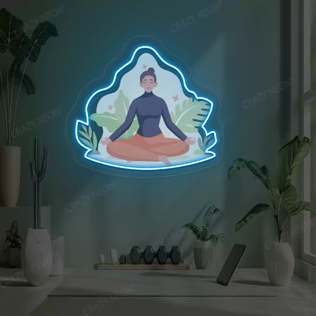 Sukhasana Leaf Yoga Neon Artwork Sign