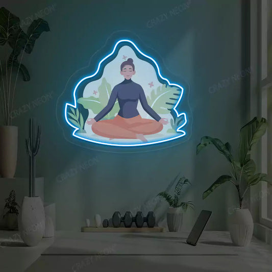 Sukhasana Leaf Yoga Neon Artwork Sign