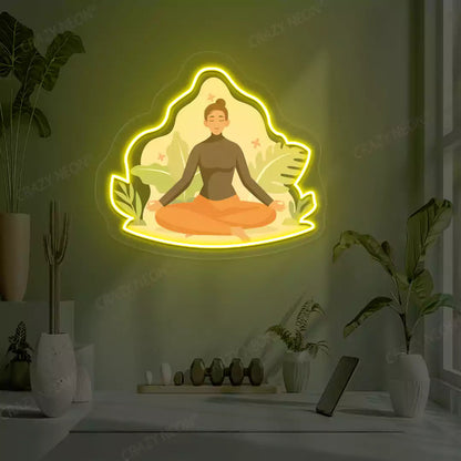 Sukhasana Leaf Yoga Neon Artwork Sign