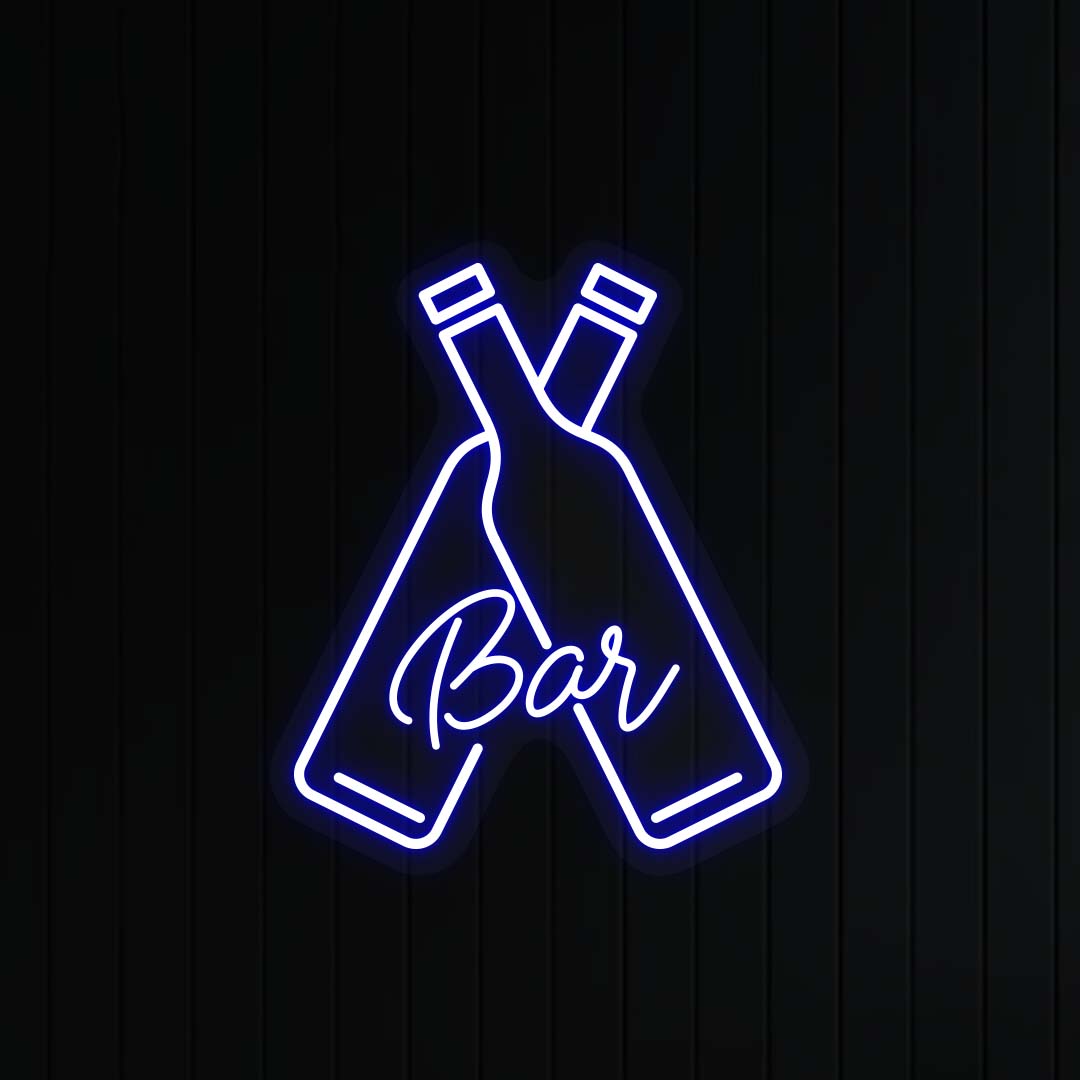 Beer Bottles With Bar Neon Sign