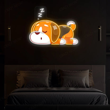 Dog Falling Asleep LED Neon Artwork Sign
