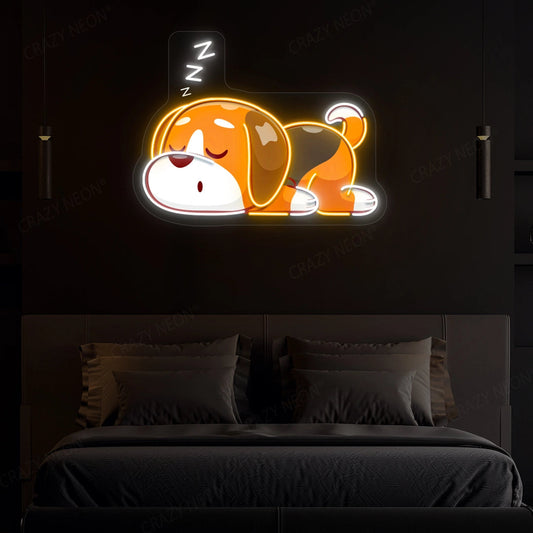 Dog Falling Asleep LED Neon Artwork Sign