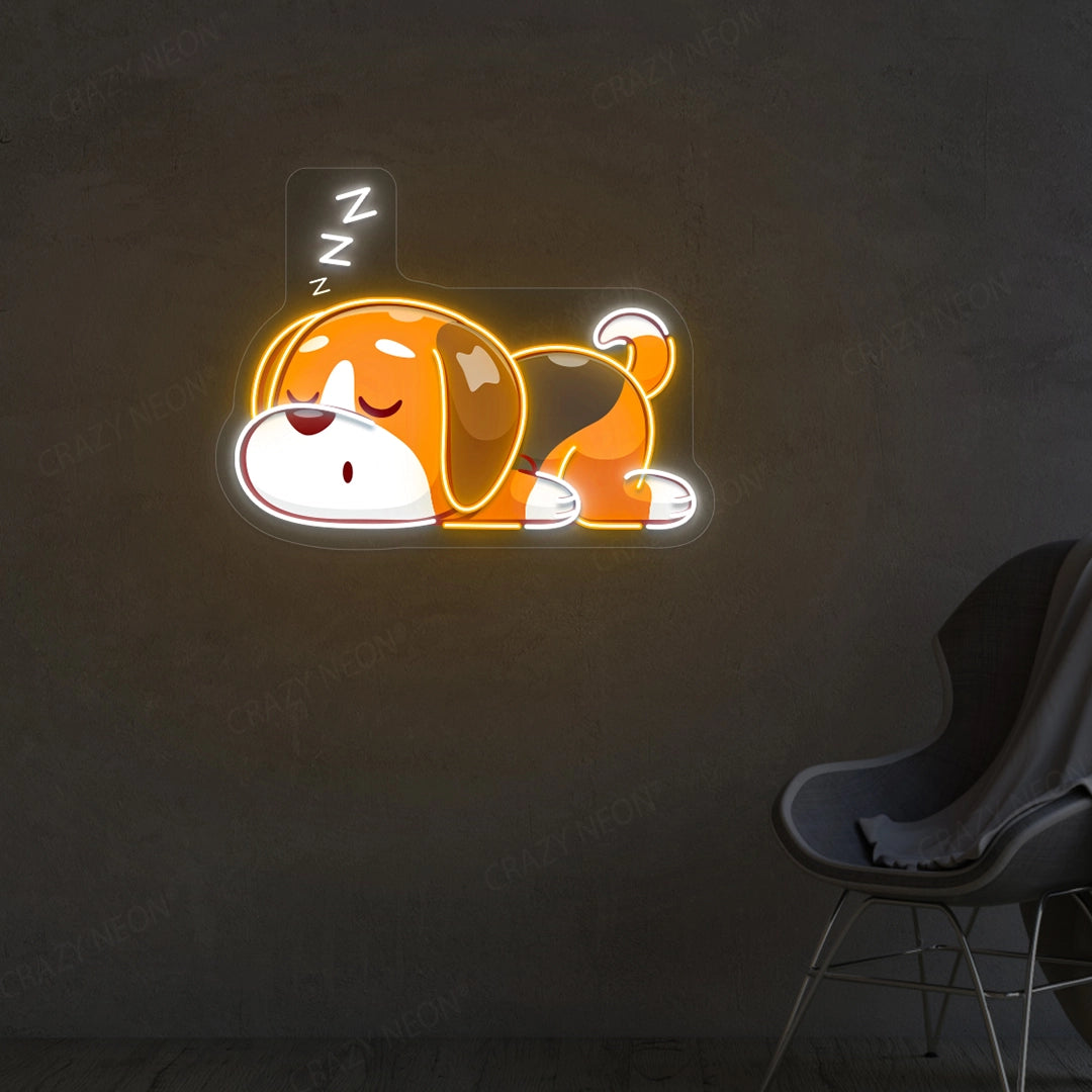 Dog Falling Asleep LED Neon Artwork Sign